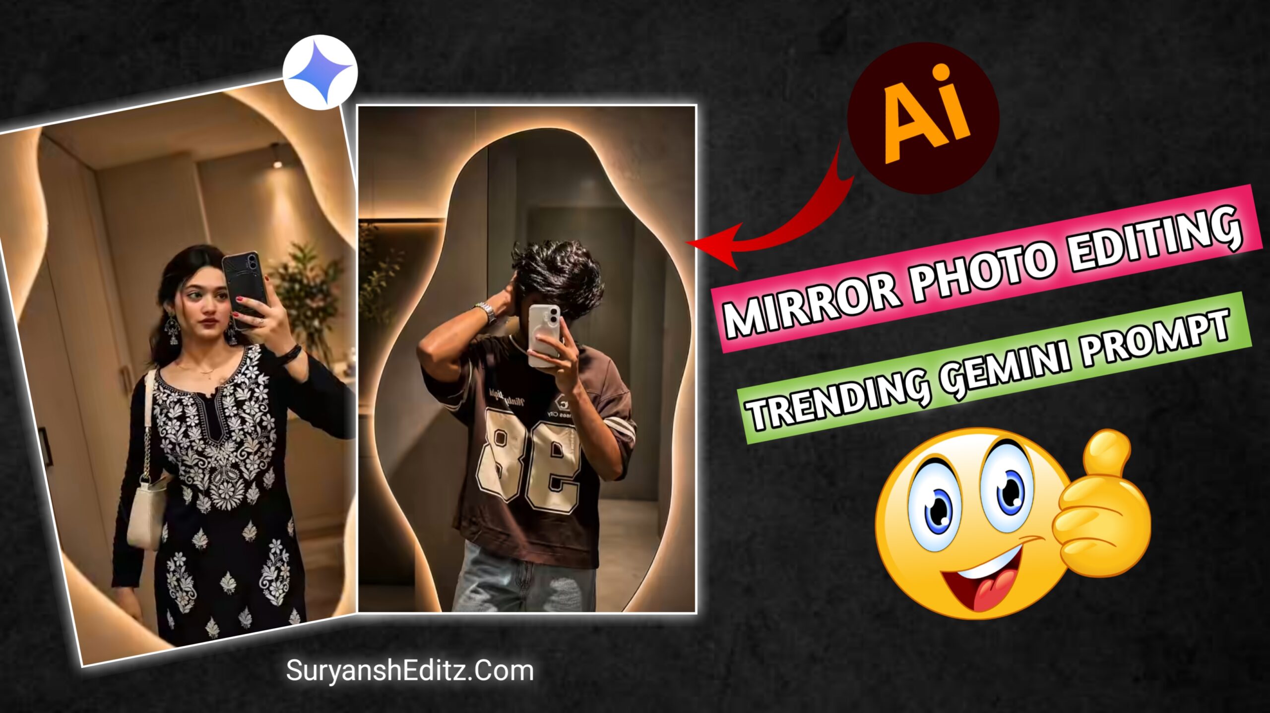 Golden Sunlight Mirror Selfie AI Photo Editing Prompt Link 2026